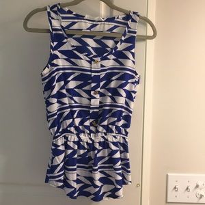 Peach Love Cream blue and white tank top